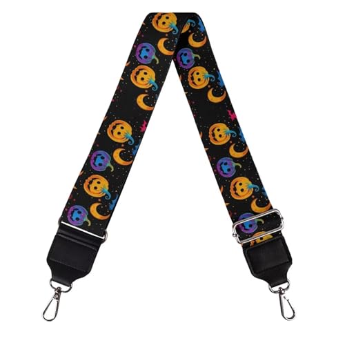 Image of Talayituse Pumpkin Moon Print Shoulder Strap Wide Purse Bag Strap Adjustable Replacement Belt Halloween Decoration Luggage Crossbody Shoulder Bag Strap for Women Girls