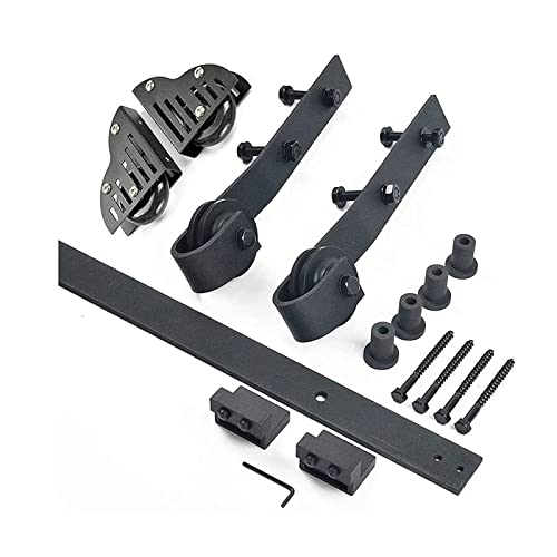 Herrajes para escalera corrediza con riel negro de 400 cm y ruedas planas 6