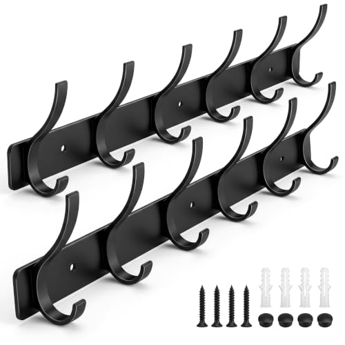 ZGELIN Coat Rack Wall Mounted,6 Coat Hooks for Hanging Coats,Metal Double Hook Rack Hook Rail,Coat...