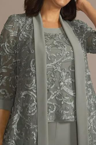 HEWEIGUI 3 Pieces Lace Mother Bride Pantsuits with Jacket for Wedding Dressy Formal Pants Outfit 3/4 Sleeve WHC1123