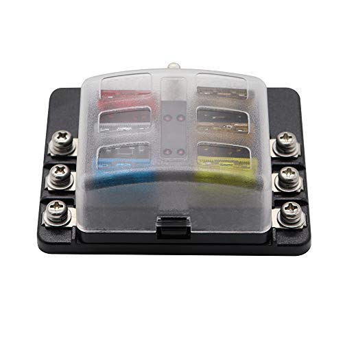 Yorten Caixa de fusíveis de 6 vias com bloco de fusíveis indicador LED para caravana marítima de bar