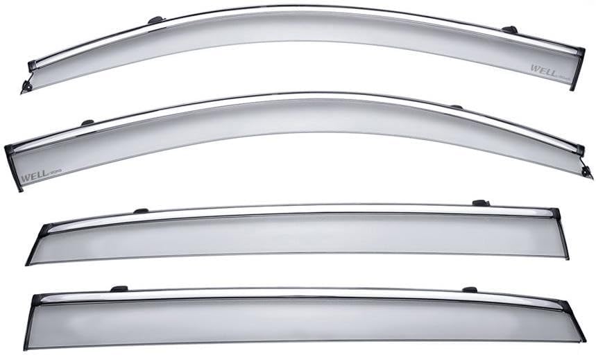 WellVisors Window Visors Wind Deflectors Compatible with Acura 2014-2020 MDX with Chrome Trim Rain Guards 3-847AC008