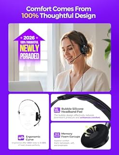 Rownfusny USB Headset with Microphone for PC, Computer Headset with Microphone Noise Canceling Mic for Laptop Call Center Wired Headset with Mic for Work Zoom Skype Teams from Office Home (Black)
