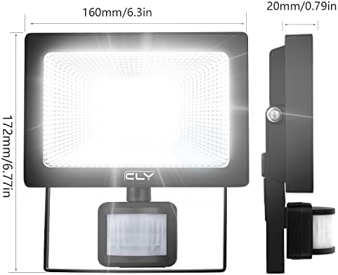CLV 2 Pack 30W Security Lights Outdoor Motion Sensor,2600 Lumen IP66 Waterproof PIR Floodlight, PIR Sensor LED Floodlights Mains Powered,6500K Cold White Wall Light for Garden,Garage,Backyard,Doorway