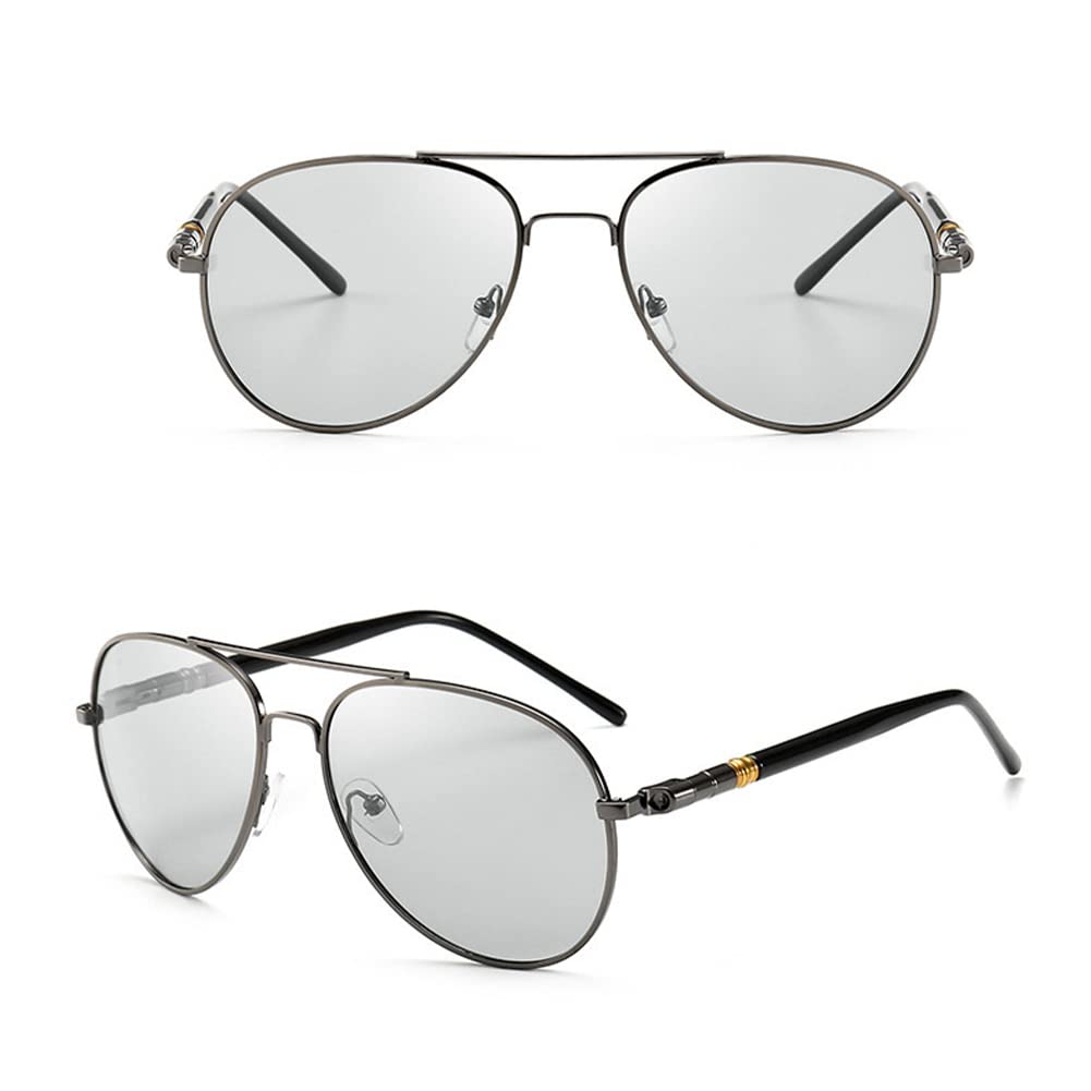 JINGYUAN'SPolarized Intelligent Photochromic Sunglasses for Men & Women - Outdoor 100% UV Protection, Anti Glare, Military Style Aviator Glasses