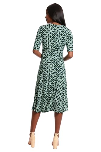 Image of London Times Women's Womens Elbow Sleeve A-line Midi - Pretty Garden Party Dress - Special Occasion Wedding Guest Dress