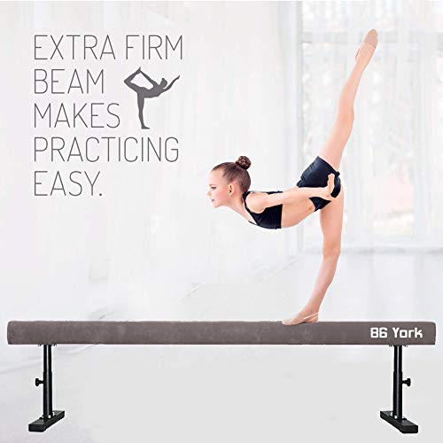 86 York Adjustable Balance Beam Gymnastic Equipment for Kids Home Practice 8 ft Long (Light Gray)