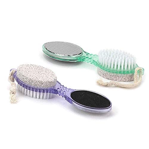 DecorRack (4 in 1) Pedicure Paddle Kit Tool with Pumice Stone for Feet, Foot Hand Toe Nail Cleaning Brush, Metal File and Emery Board, Manicure Foot Rasp Callus Corn Remover Pedi Set (2 Pack)