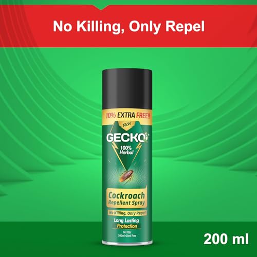 Shadow Securitronics Gecko Cockraoch Repellent Spray - Non-Toxic Cockroach Repellent for Home, Kitchen, and Office, Human & Pet Friendly with Refreshing Fragrance and biodegradable 100% Natural(200Ml)