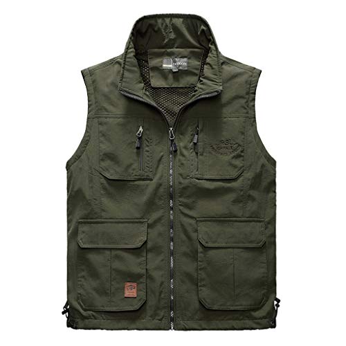 Chaleco multibolsillo verde XL con dobladillo elástico transpirable de verano 2
