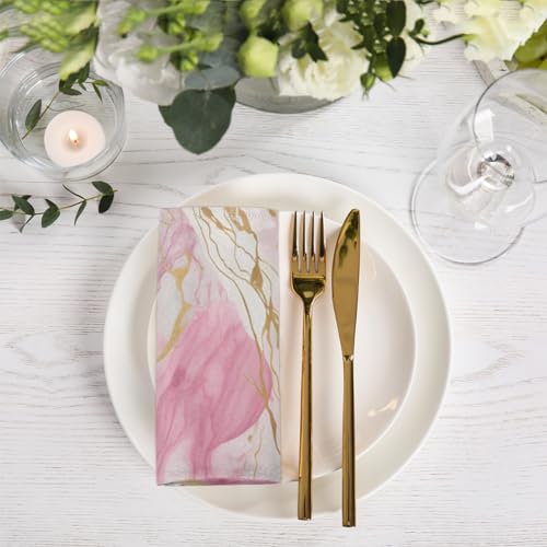 Servilletas de Tela con Diseño Floral Mármol Rosa Oro 20x20 set 6 miniatura 6