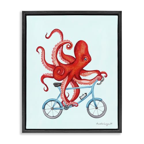 Octopus Bike Nautical Novelty, 17 x 21 Inch Canvas in Floater Frame