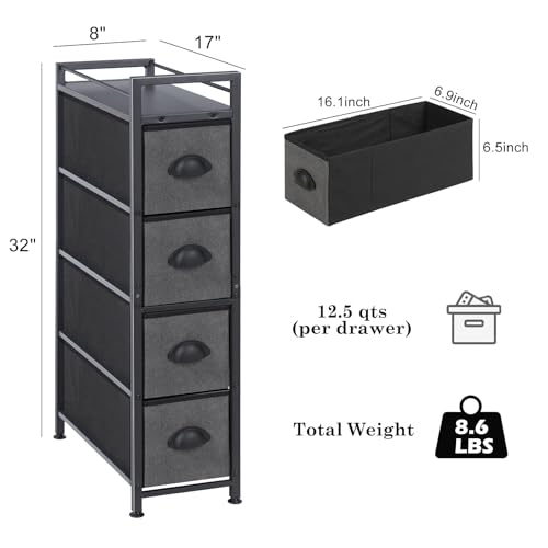 Cómoda vertical delgada con 4 cajones para un almacenamiento amplio 4