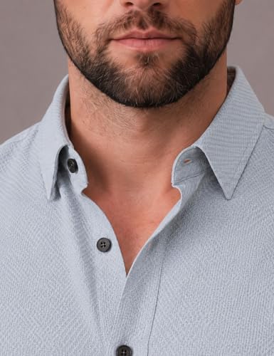 Image of NexaFlair Men's Regular Fit Solid Pattern Laffer Cotton Shirt with Long Sleeve Collared Neck Standard Length and Button Down Closure Type | Mens Casual Shirts | Man's Formal Shirts