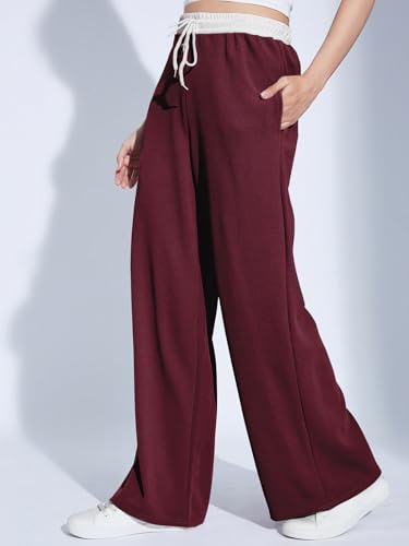 Image of Selvia Women's High Rise Solid Lycra Full Elastic Regular Fit Straight Trouser