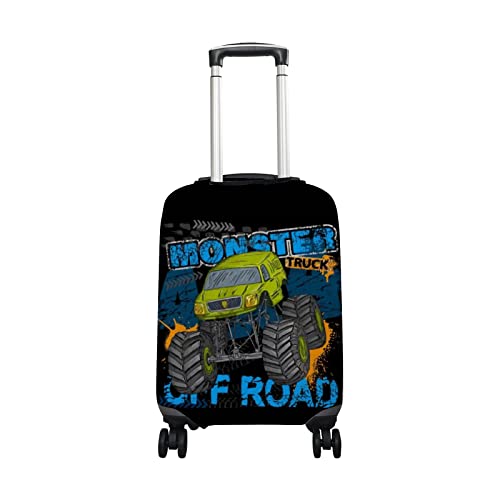 Hapuxt Luggage Cover Spandex Travel Suitcase Protector Green Monster Truck Boy Washable Baggage Cover L Fits 26-28 Inch Luggage
