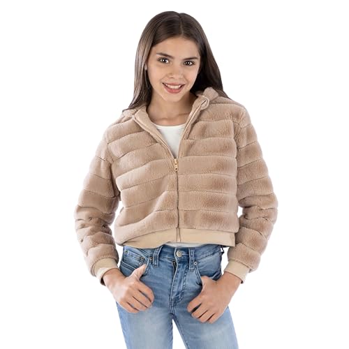 Image of Speechless Girls' Long Sleeve Boxy Faux Fur Jacket