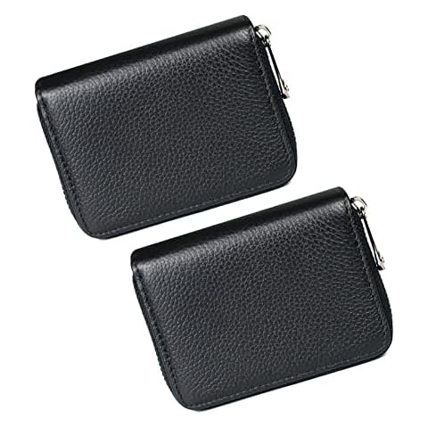 2 Pcs Credit Card Holder RFID Blocking Wallet Genuine Leather Mini Wallet for Storage of Credit Card Driver's License Business Card Cover