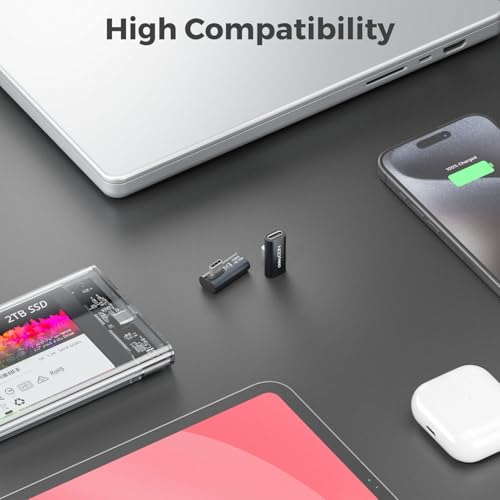 deleyCON Adaptador USB-C Acodado 90° (2 Unidades) - 40 Gbps, 240 W, 8K60Hz, USB 4.0, Carcasa de Aluminio, Conector USB-C a Puerto USB-C - para Smartphone, Tablet, Portátil, MacBook, PS5, etc. - imagen 6