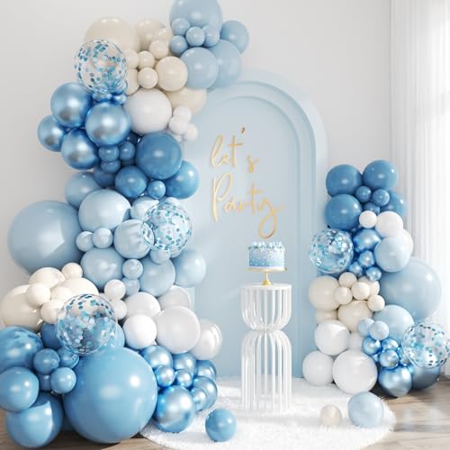 Blue Balloon Arch Kit, 143Pcs Dusty Light Macaron...