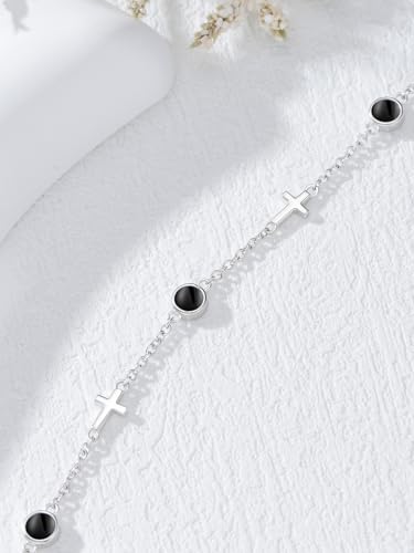 Image of Dorunmo Ankle Bracelet for Women 925 Sterling Silver Natural Stone Bracelet Anklet Summer Beach Jewelry Birthday Gifts for Mom