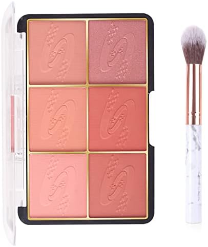 MEICOLY 6 Colors Face Blush Palette, Bright Blush Cheek Makeup Shimmer Matte Mineral Blusher Powder Set Contour and Highlight Blush Palette with Brush rubores de maquillaje,01