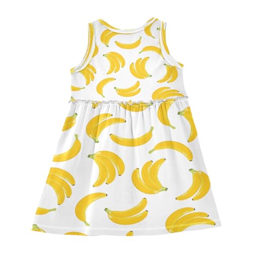 Girls Yellow Fruit Banana Dress Sleeveless Dress Summer Cotton Sundress 4T2