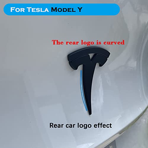 Yhcdsea Model Y Front Trunk/Rear Trunk Logo Sticker Cover Emblem Badge Decals For Tesla Model Y Accessories(Matt Black) #TOP3