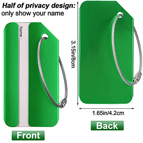 12 Pieces Luggage Tags Business Card Holder Aluminum Metal Travel Id Bag Tag For Suitcases Travel Luggage Baggage Identifier (Green) #TOP2