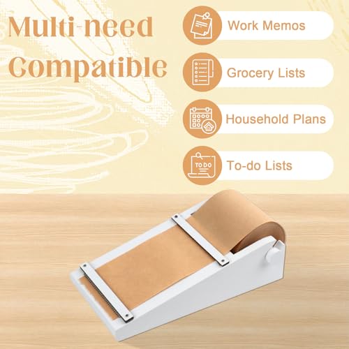 Desktop Note Paper Roll Dispenser with 98ft Note Taking Roller Wooden Kraft Paper Roll Holder Fit 3x2.75 Inch Sticky Note Roll Tearable Cutter Grocery List Roll Paper Holder for to-Do Lists by SKLENICE - Used condition - Image 3