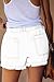 YOCUR Women's Denim Shorts Flowy Fashion Elastic Waist Tassel Distressed Drawstring Lounge Jean Shorts White M