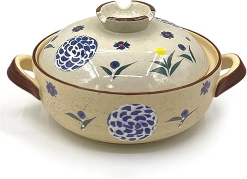 Olla de barro japonesa de 2 litros con tapa para estofados y sopa 2