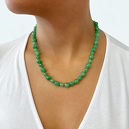 Mgr My Gems Rock! Beaded Semi Precious Stone Genuine Green Aventurine Collar Or Choker Necklace For Women Or Girls, 15" Long With 3" Extender. #TOP2