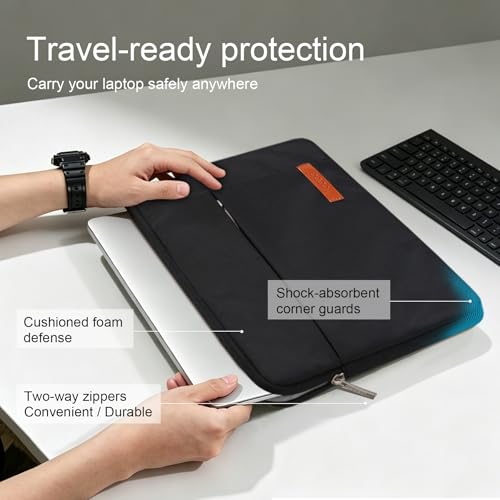 Image of Lacdo 14 Inch Laptop Sleeve Computer Case Portable Bag for Dell Inspiron 14 5481 / HP Stream 14 inch / Acer Spin 3 / ASUS L402YA / HP Acer Chromebook 14, S330 / Flex 14 Notebook, Water-Resistant, Black