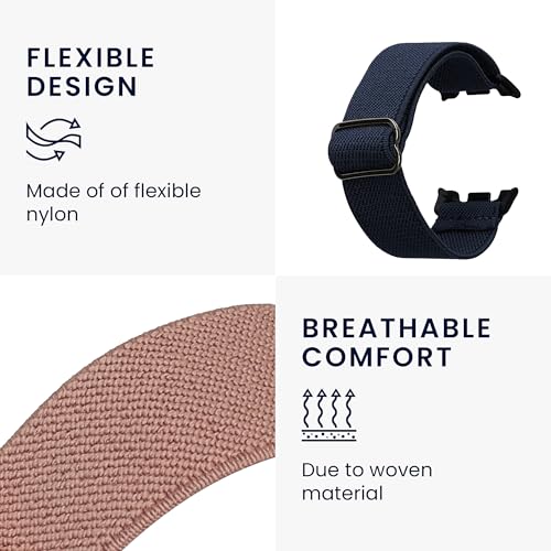 kwmobile 2X Sportarmband kompatibel mit Samsung Galaxy Watch 8 Galaxy/Galaxy Watch 8 Classic 46mm Armband - Sport Ersatzarmband Set aus Nylon f&uuml;r Fitnesstracker - Dunkelblau Altrosa