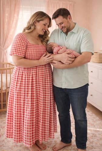 Image of RITERA Plus Size Dresses for Curvy Women Square Neck Short Sleeve Summer Floral Smocked Maxi Dress with Pocket XL-5XL