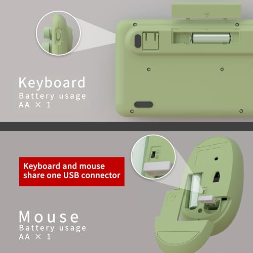 Image of UBOTIE Colorful Wireless Keyboard and Mouse Combo (Green-Colorful)