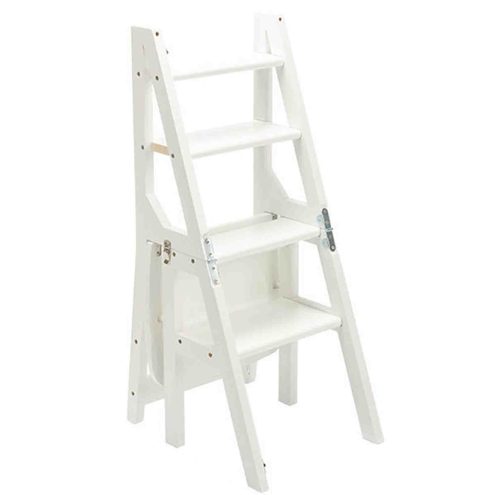 WQPMNYG Folding chair Deformable ladder and chair Multi-functional folding ladder and chair Wooden four ladder stool High load-bearing ladder and chair Structurally stable No burrs Life span (Color