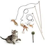 ROZZWILD Cat Teaser 3 PCS Interactive Cat Toys Set Mouse Hamster Balloon 16 inch (40 cm) Cat Charmer