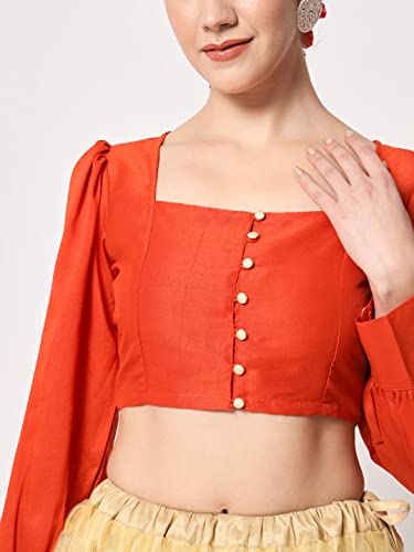 Image of studio rasa Chroma Button Down Shirt Style Blouse Crop Top for Women Girls Casual Party