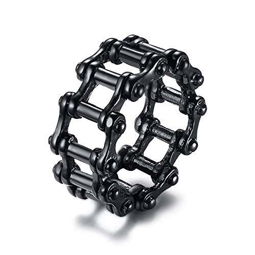 Anillo de acero inoxidable de 12 mm, estilo punk, para hombre, cadena de bicicleta, color negro, 123, color, 9