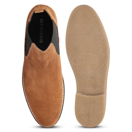 Image of Kraasa Men's Chelsea Boots for Men, Premium Vegan Leather, Fashion Ankle, Modern Casual, Smart Casual & Formal Footwear