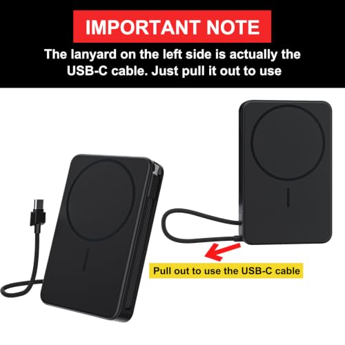 Image of Magnetic Power Bank, 10,000mAh Wireless Portable Charger for Mag-Safe 15W Fast Charging, Battery Pack with USB-C Cable 20W in /Out for iPhone 17e /Air /17 /16 /15 /14 /13 /12 /Plus /Pro /Pro Max, AirPods & More