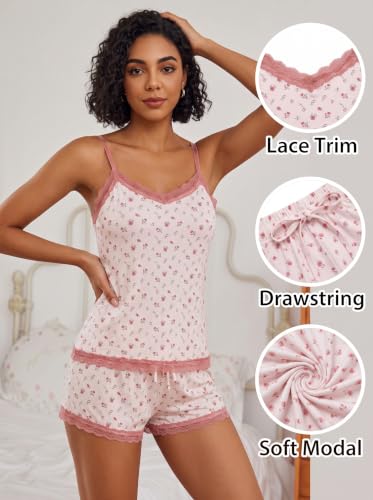 Image of Avidlove Lace Trim Cami Modal Pajamas for Women Set 2 Piece Sexy Pj Set