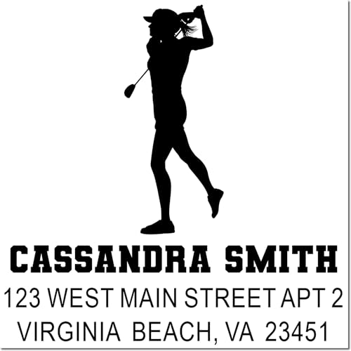 Image of Dynamic Golf Silhouette, Golf Swing Silhouette Rubber Stamp for Cards, Personalized Card Standard 1-5 /8 Square Wood Handle, Ideal Enthusiasts & Stationery Collectors, Unique Gift