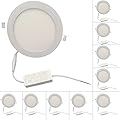 HMINLED 12W 6 Inch Ultra-Thin LED Recessed Panel Light, Non-dimmable, 960LM Slim Flat Downlight, 6500K Cool White, Round, 10 Pack