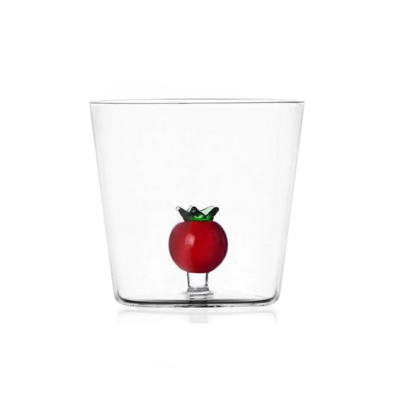 Ichendorf Milano Tomato Tumbler, Vegetables Collection, 35 cl, Borosilicate Glass, Handmade