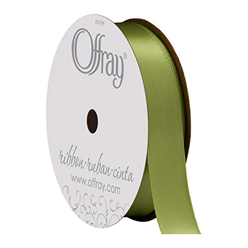 Image of Berwick Offray 980590 5 /8 inch Wide Single Face Satin Ribbon, Lemon Grass Green, 6 Yds