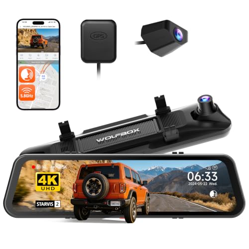 Image of WOLFBOX G900 PRO-N Mirror Dash Cam with 8MP STARVIS 2 IMX678, 12 inch 4K Front and 2.5K Rear View Mirror Camera, 5.8GHz WiFi, Voice Control, Smart Night Vision, Loop Recording (SD Card Not Included)