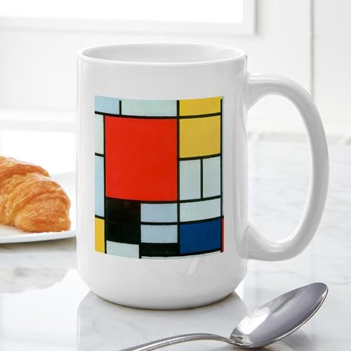 Taza de café de cerámica 15 oz con diseño Piet Mondrian miniatura 3